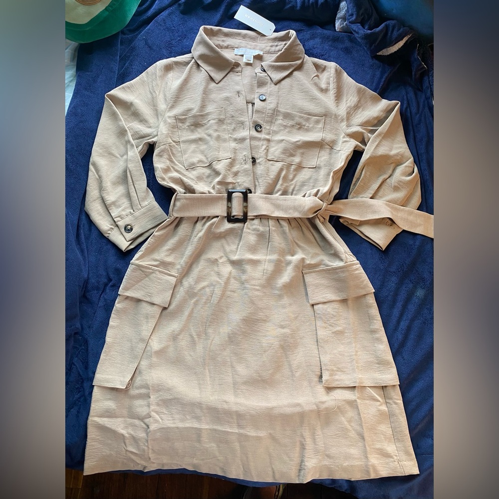Monteau Tan Long-Sleeve Dress
